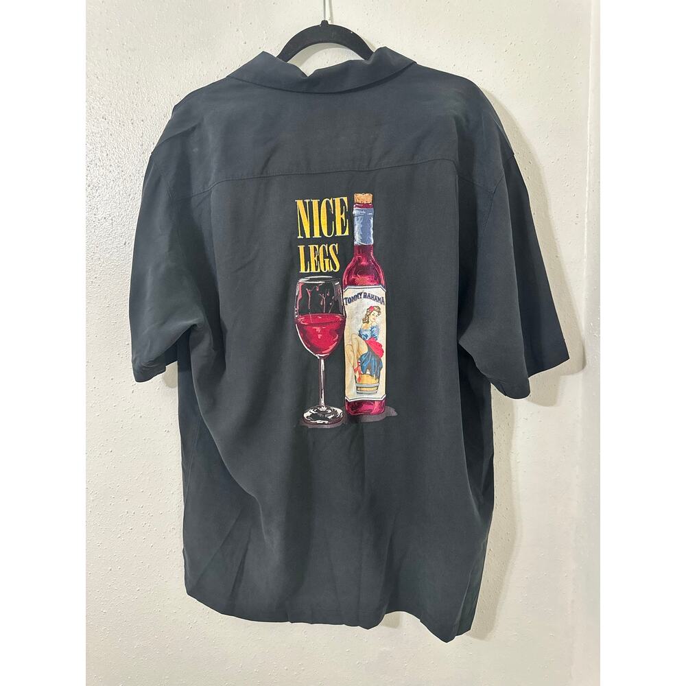 Tommy Bahama wine pin up Girl silk shirt XL